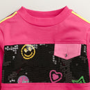 TinyGirl Pink Sequin Smile & Hearts Sweatshirt for Girls