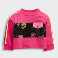 TinyGirl Pink Sequin Smile & Hearts Sweatshirt for Girls