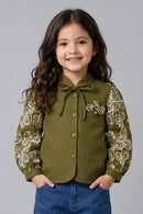 Olive Green Embroidered Top TG6484