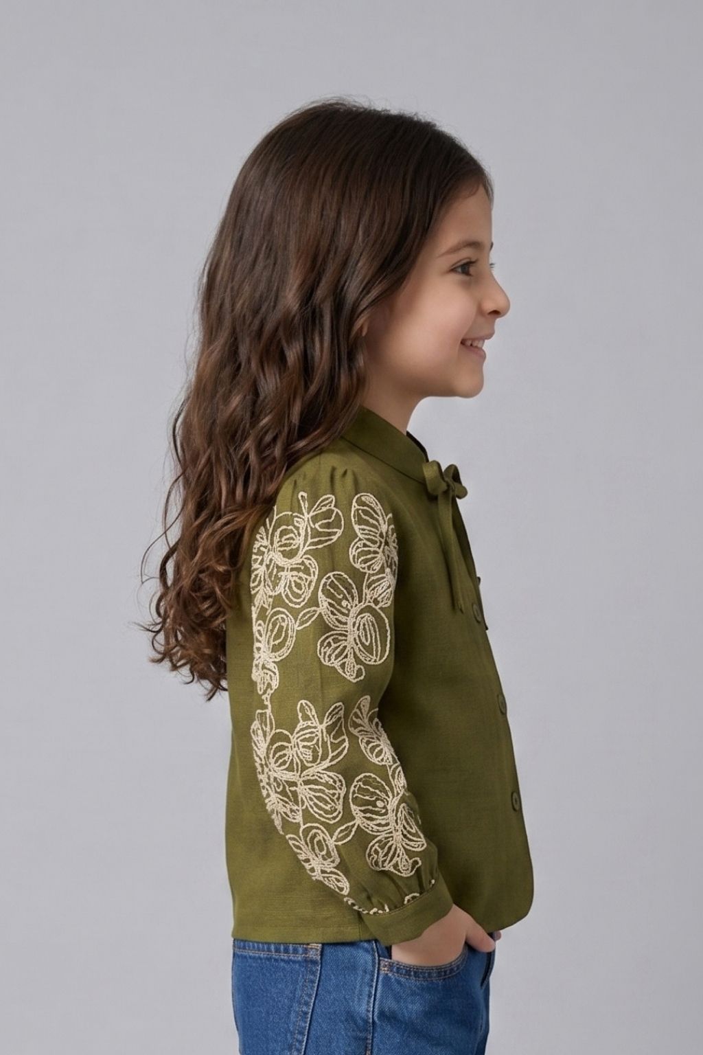 Olive Green Embroidered Top TG6484