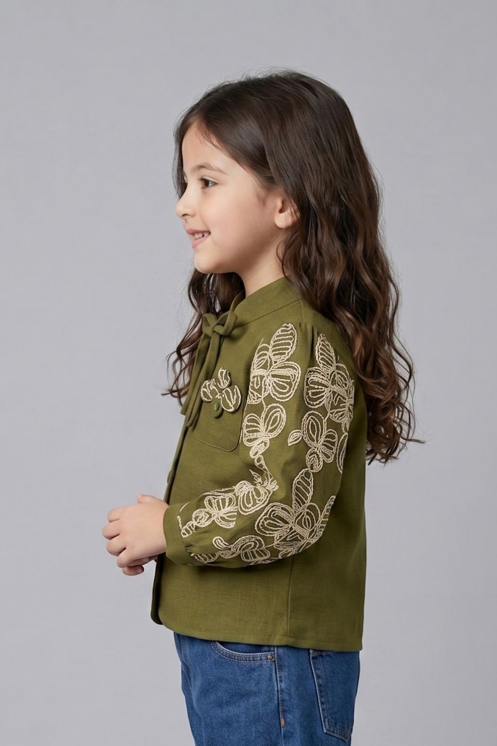 Olive Green Embroidered Top TG6484