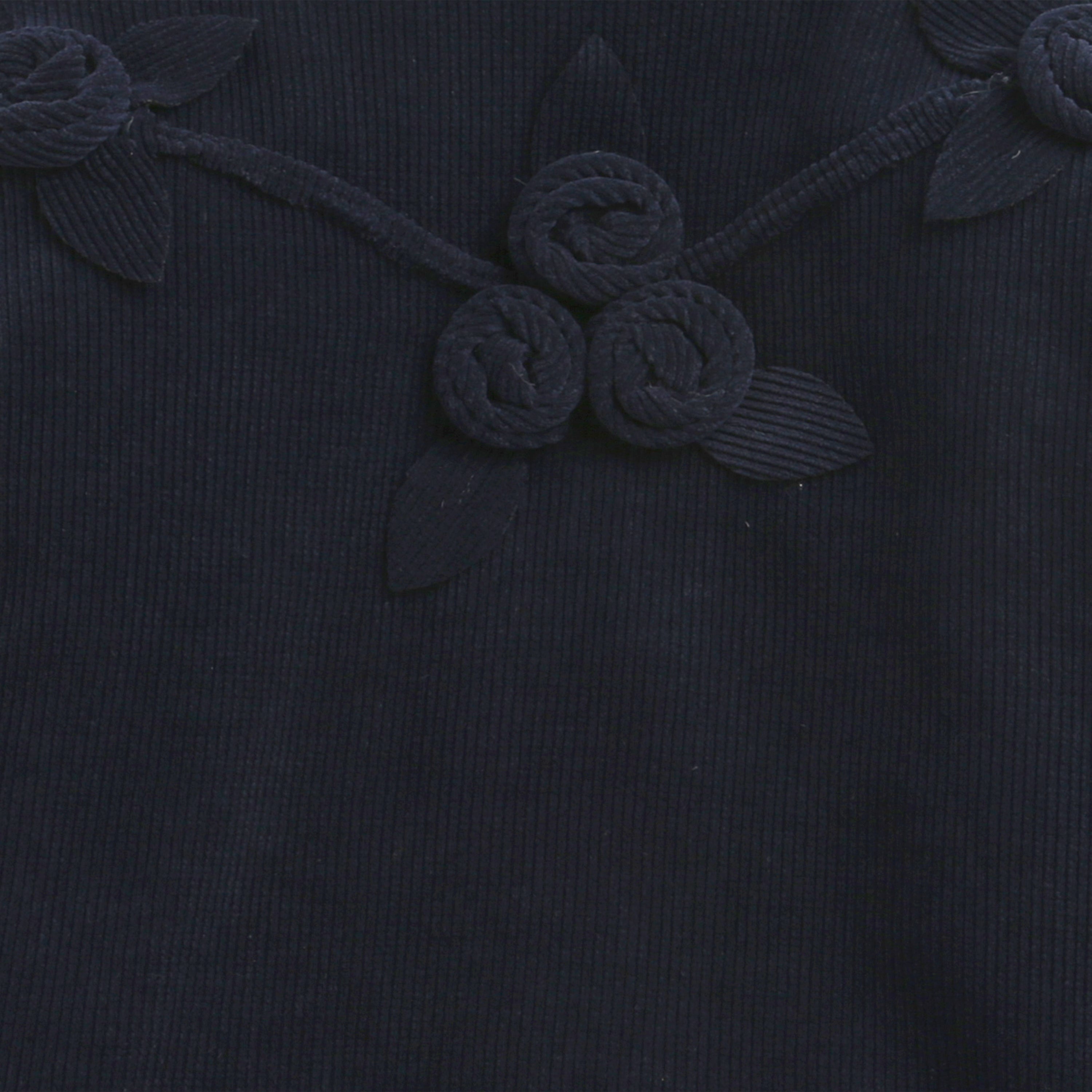 TinyGirl Navy Blue Textured Floral Sweatshirt for Girls