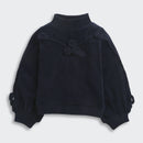 TinyGirl Navy Blue Textured Floral Sweatshirt for Girls