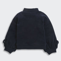 TinyGirl Navy Blue Textured Floral Sweatshirt for Girls