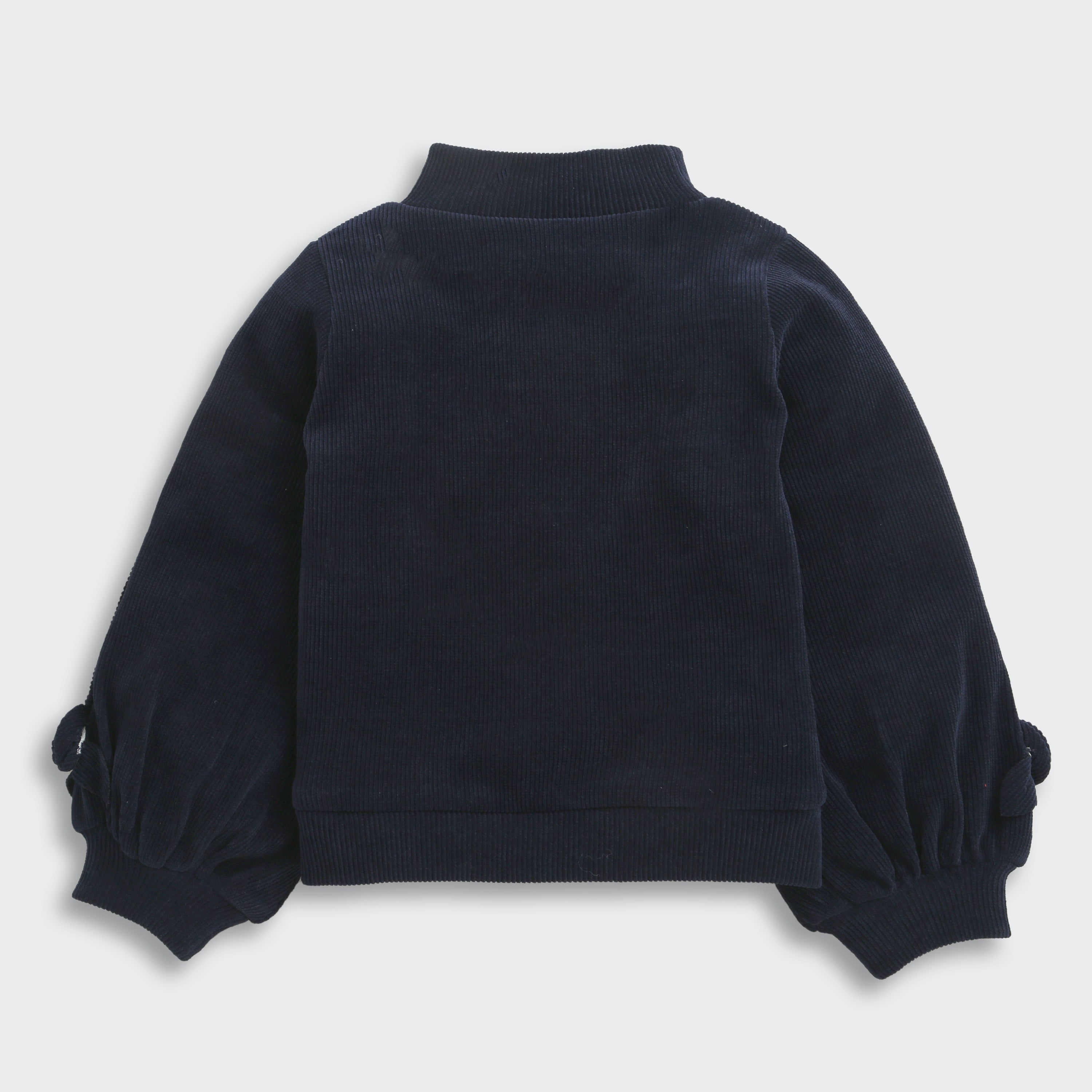 TinyGirl Navy Blue Textured Floral Sweatshirt for Girls