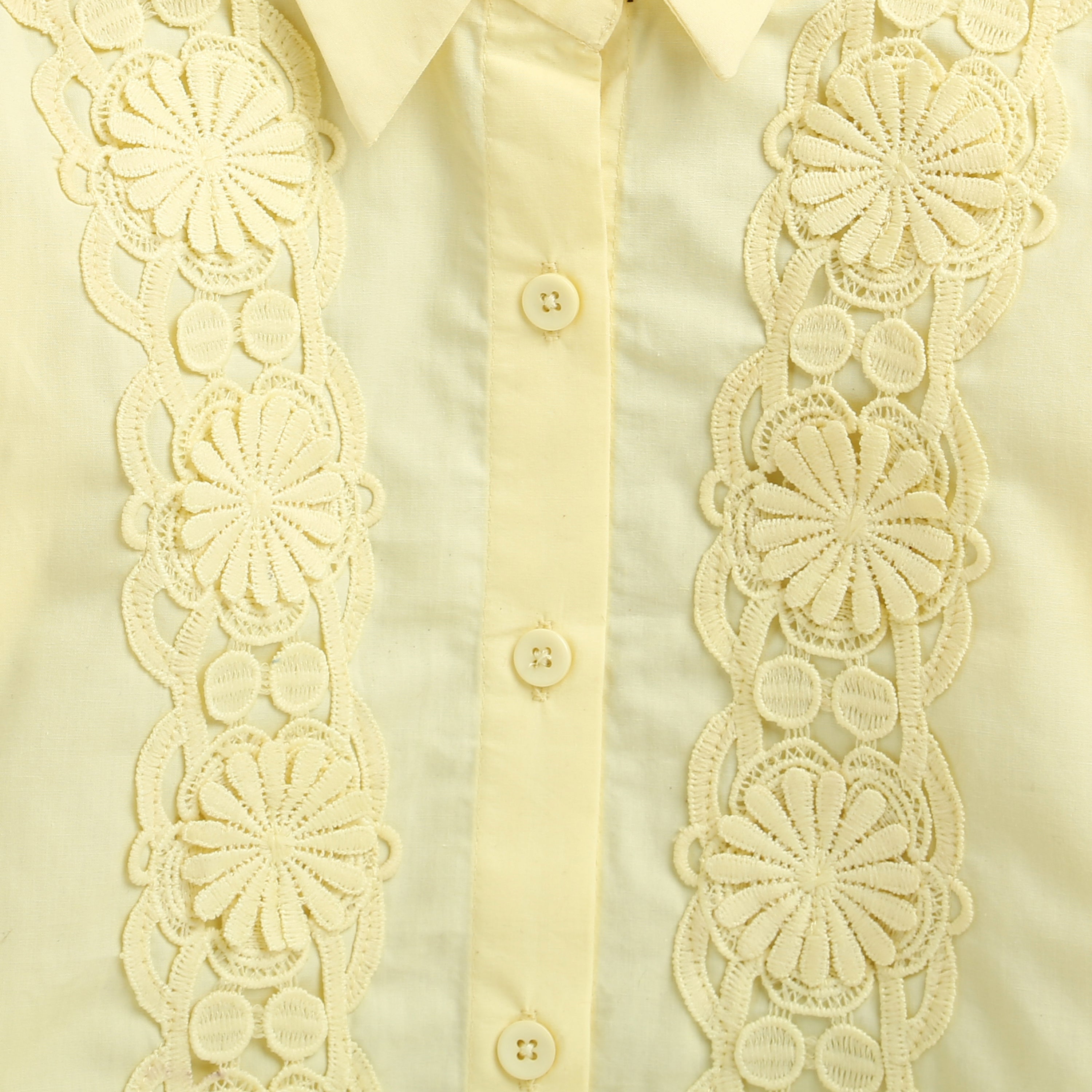 Tiny Girl Yellow Floral Lace Panel Shirt for Girls