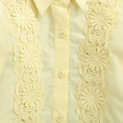 Yellow Floral Lace Panel Shirt TG6500