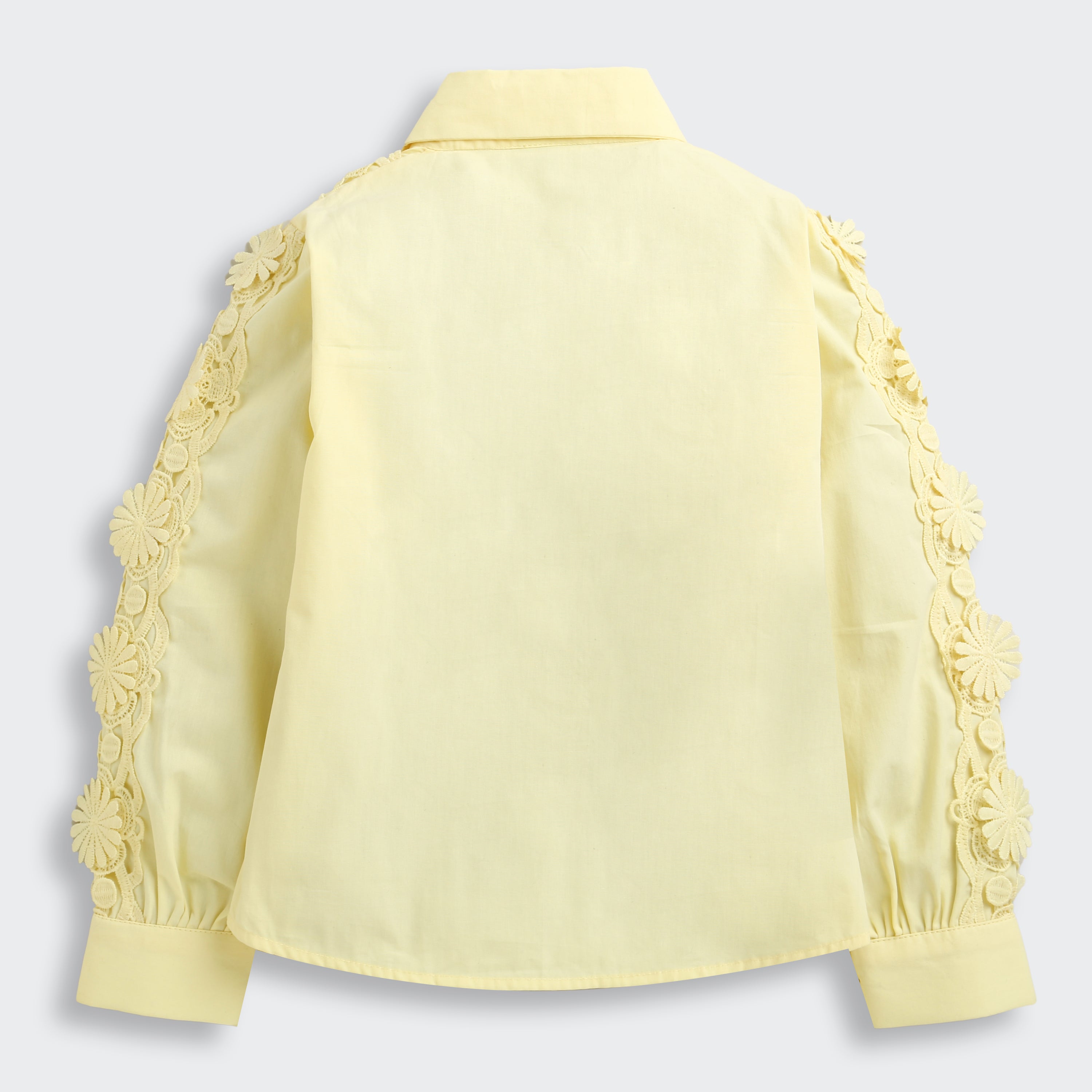 Tiny Girl Yellow Floral Lace Panel Shirt for Girls