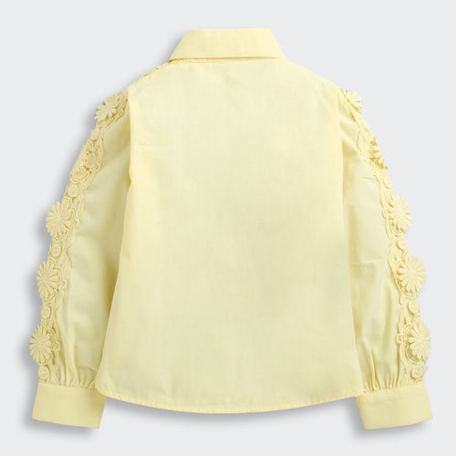 Yellow Floral Lace Panel Shirt TG6500