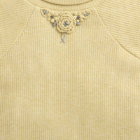 TinyGirl Light Mustard Embellished Ribbed Sweatshirt for Girls