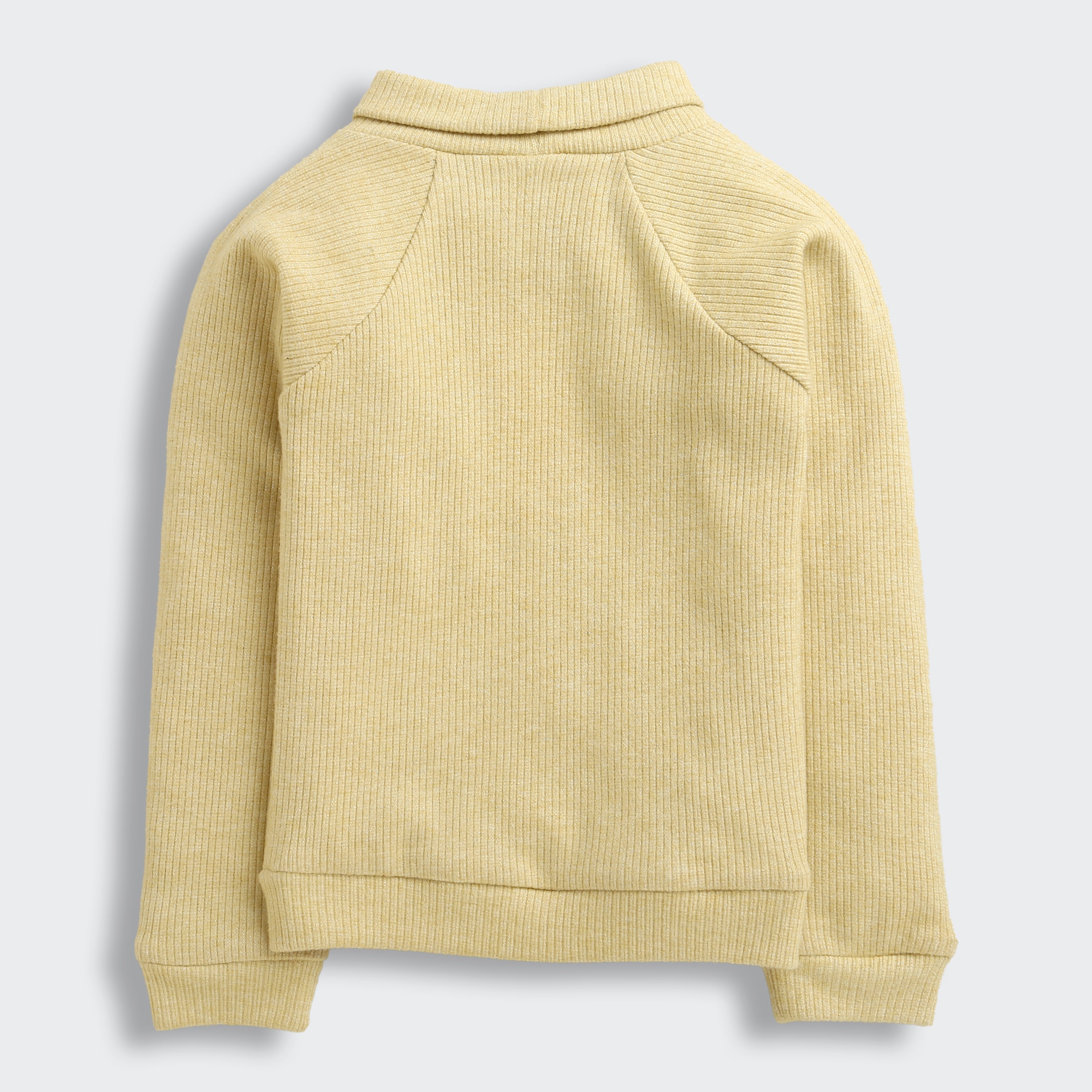 TinyGirl Light Mustard Embellished Ribbed Sweatshirt for Girls