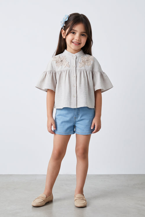 Off-White Embroidered Top TG6521