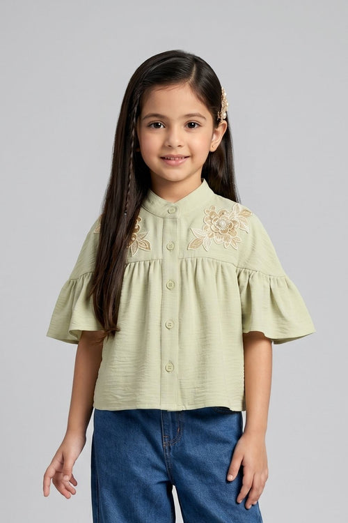 Sage Green Embroidered Top TG6521