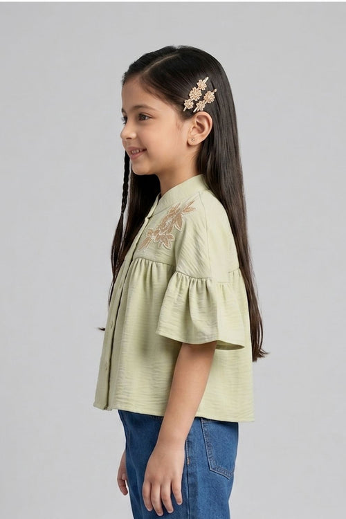 Sage Green Embroidered Top TG6521