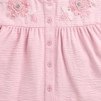 TinyGirl Pink Embroidered Flare Sleeve Yoke Top for Girls