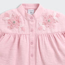 TinyGirl Pink Embroidered Flare Sleeve Yoke Top for Girls