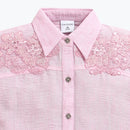 TinyGirl Pink Embroidered Lace Shoulder Shirt for Girls