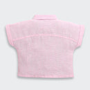 TinyGirl Pink Embroidered Lace Shoulder Shirt for Girls