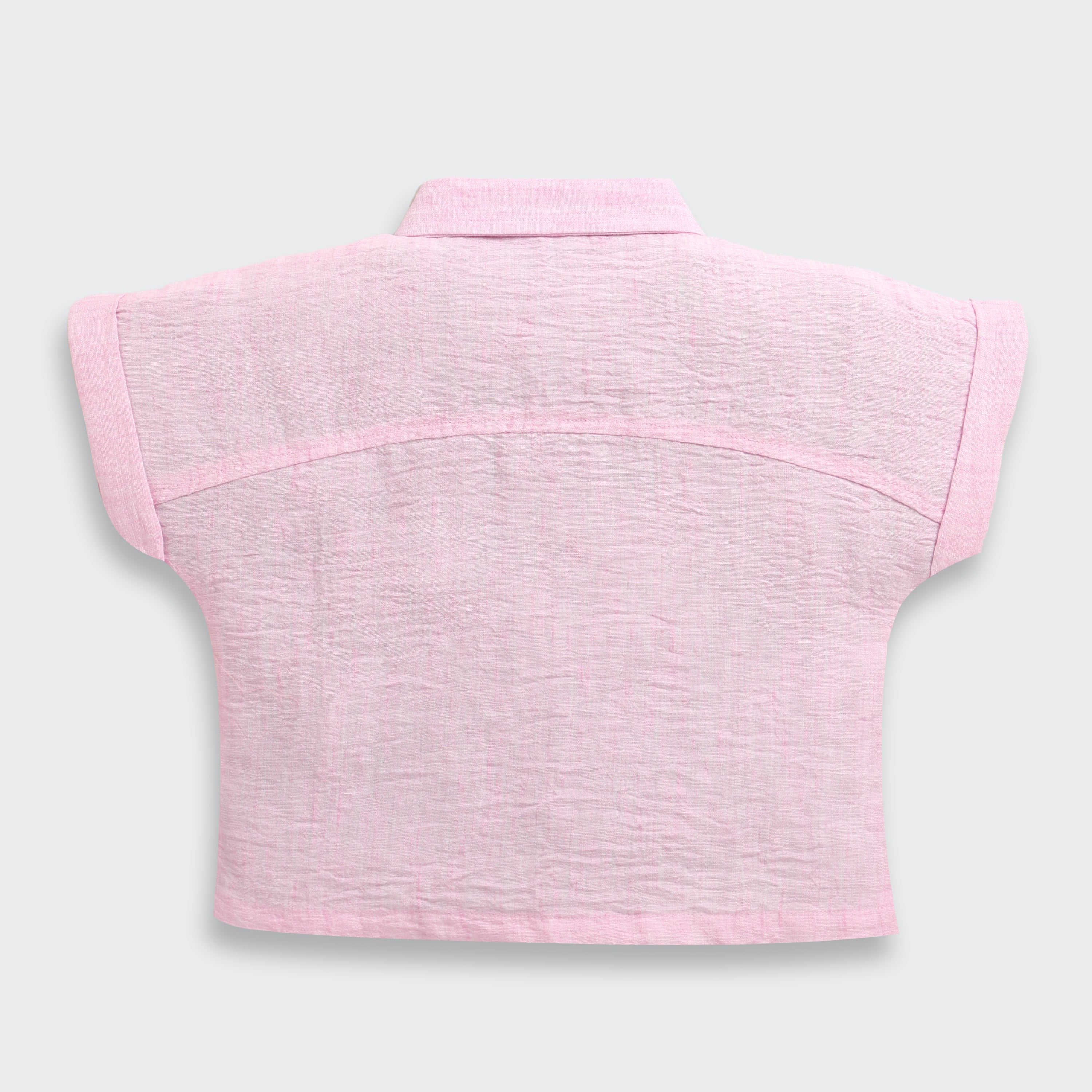 TinyGirl Pink Embroidered Lace Shoulder Shirt for Girls