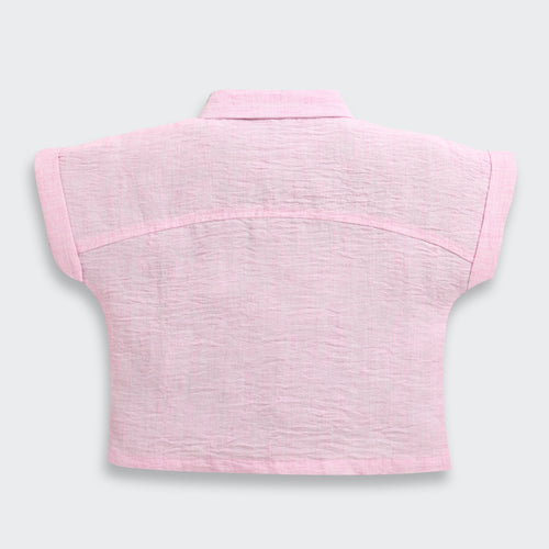 Pink Embroidered Lace Shoulder Shirt TG6522