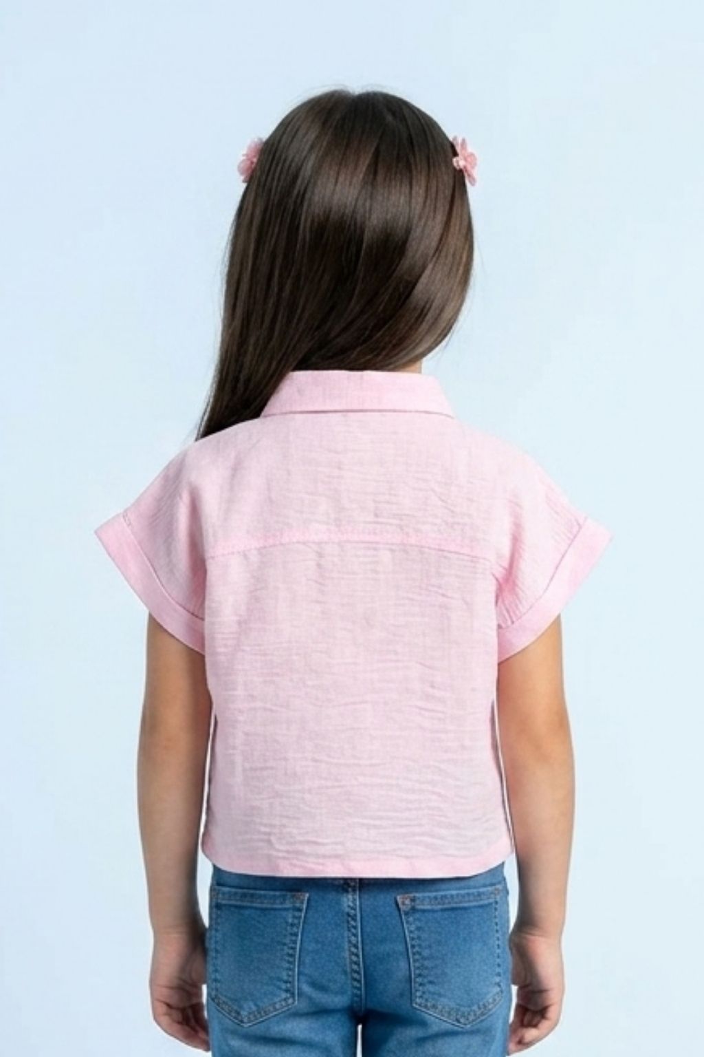 Pink Embroidered Lace Shoulder Shirt TG6522