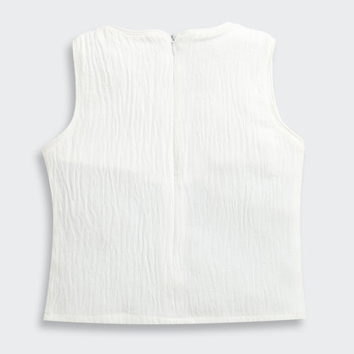 Off-White Sequin Sleeveless Party Top TG6524