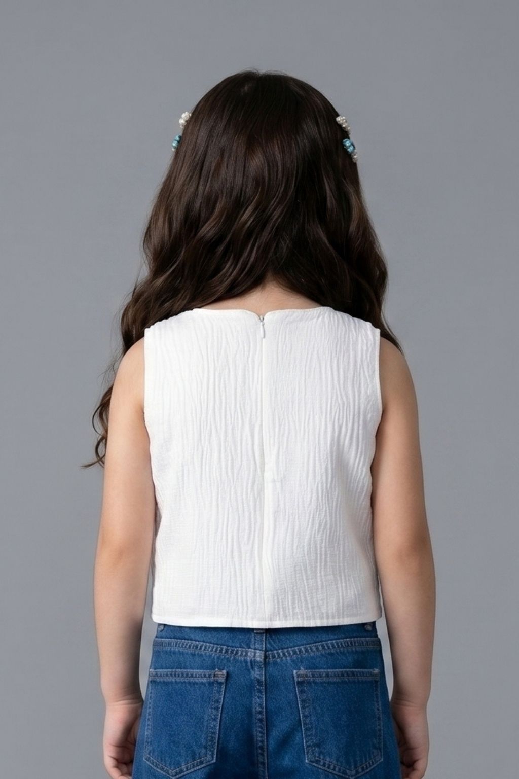 Off-White Sequin Sleeveless Party Top TG6524