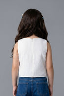 Off-White Sequin Sleeveless Party Top TG6524