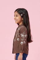 Brown Embroidered Top TG6528