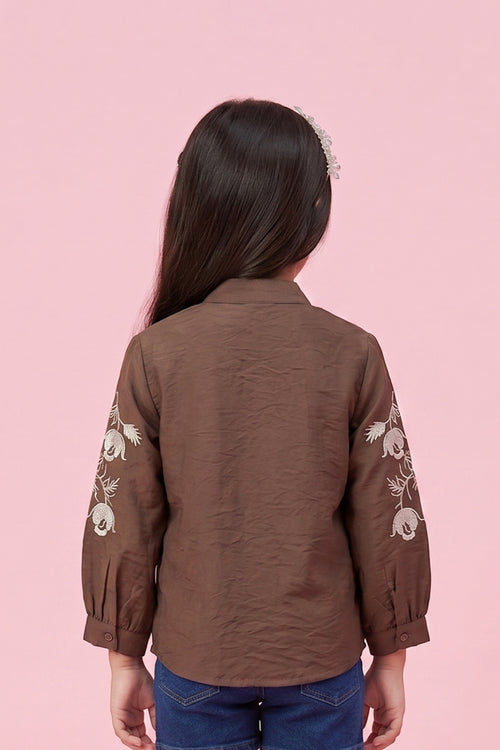Brown Embroidered Top TG6528