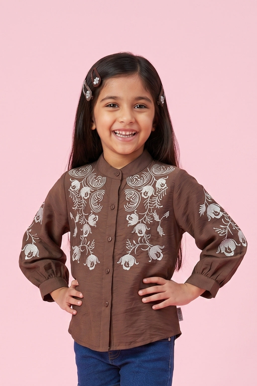 Brown Embroidered Top TG6528
