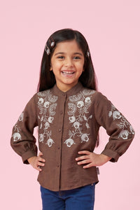 Brown Embroidered Top TG6528