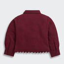 Girls Maroon Lace Hem Shirt with Embroidered Pocket – Casual & Party Wear