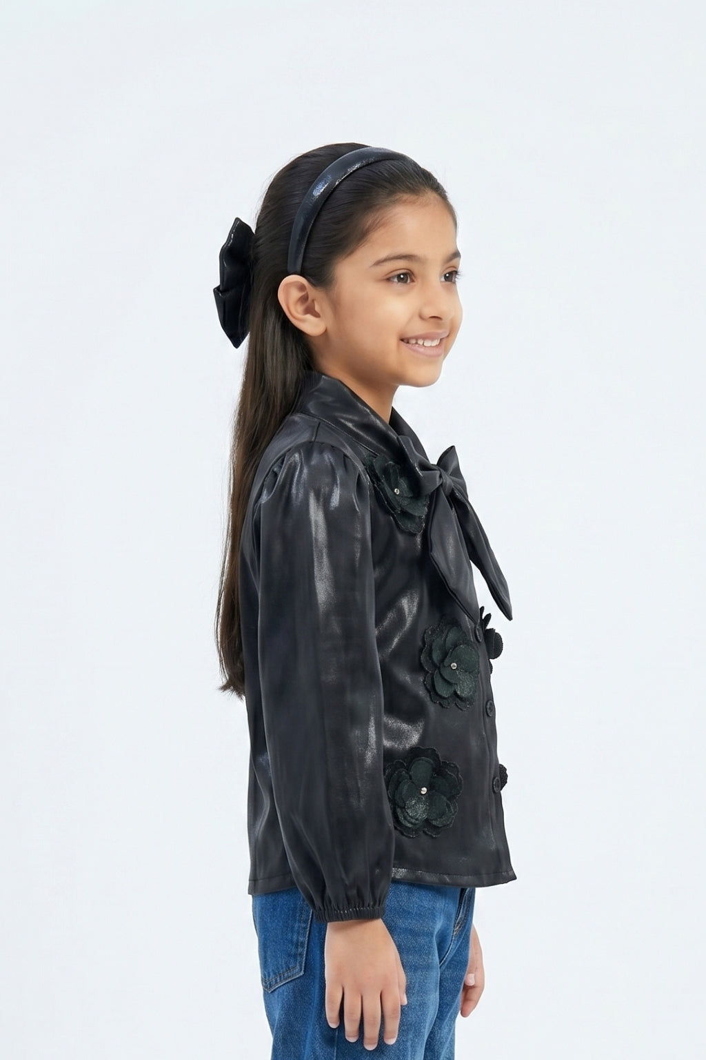 Black Elegant Satin Party Shirt TG6530