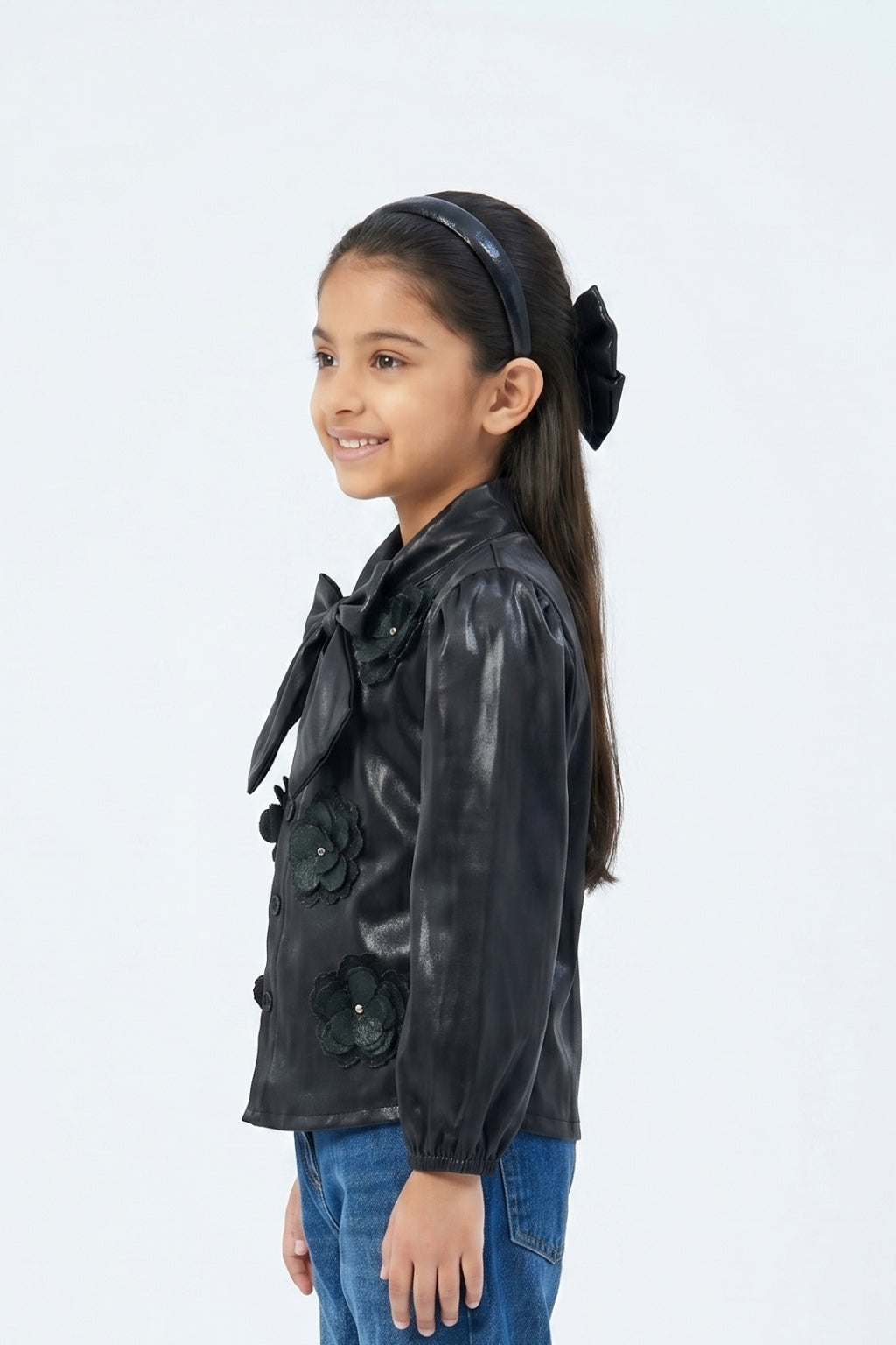 Black Elegant Satin Party Shirt TG6530