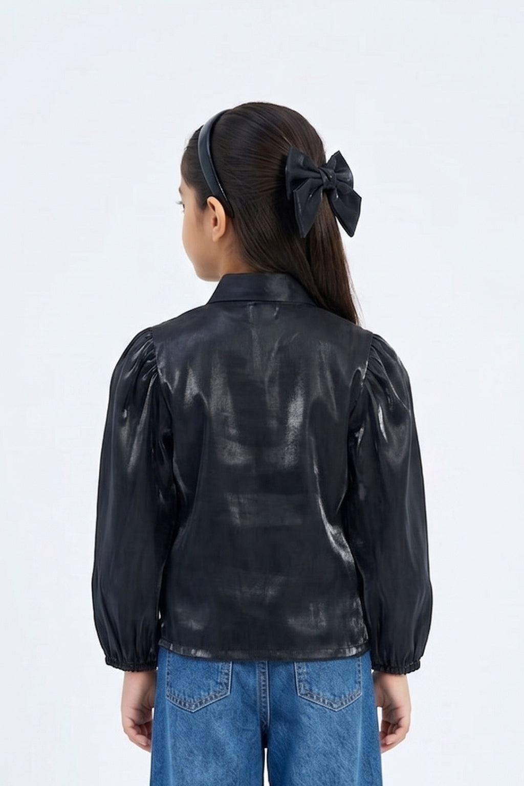 Black Elegant Satin Party Shirt TG6530