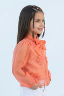Orange Organza Floral Bow Top TG6530