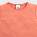 TinyGirl Peach Organza Floral Bow Top for Girls