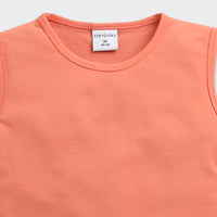 TinyGirl Peach Organza Floral Bow Top for Girls