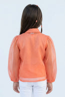 Orange Organza Floral Bow Top TG6530