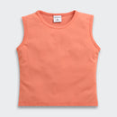 TinyGirl Peach Organza Floral Bow Top for Girls