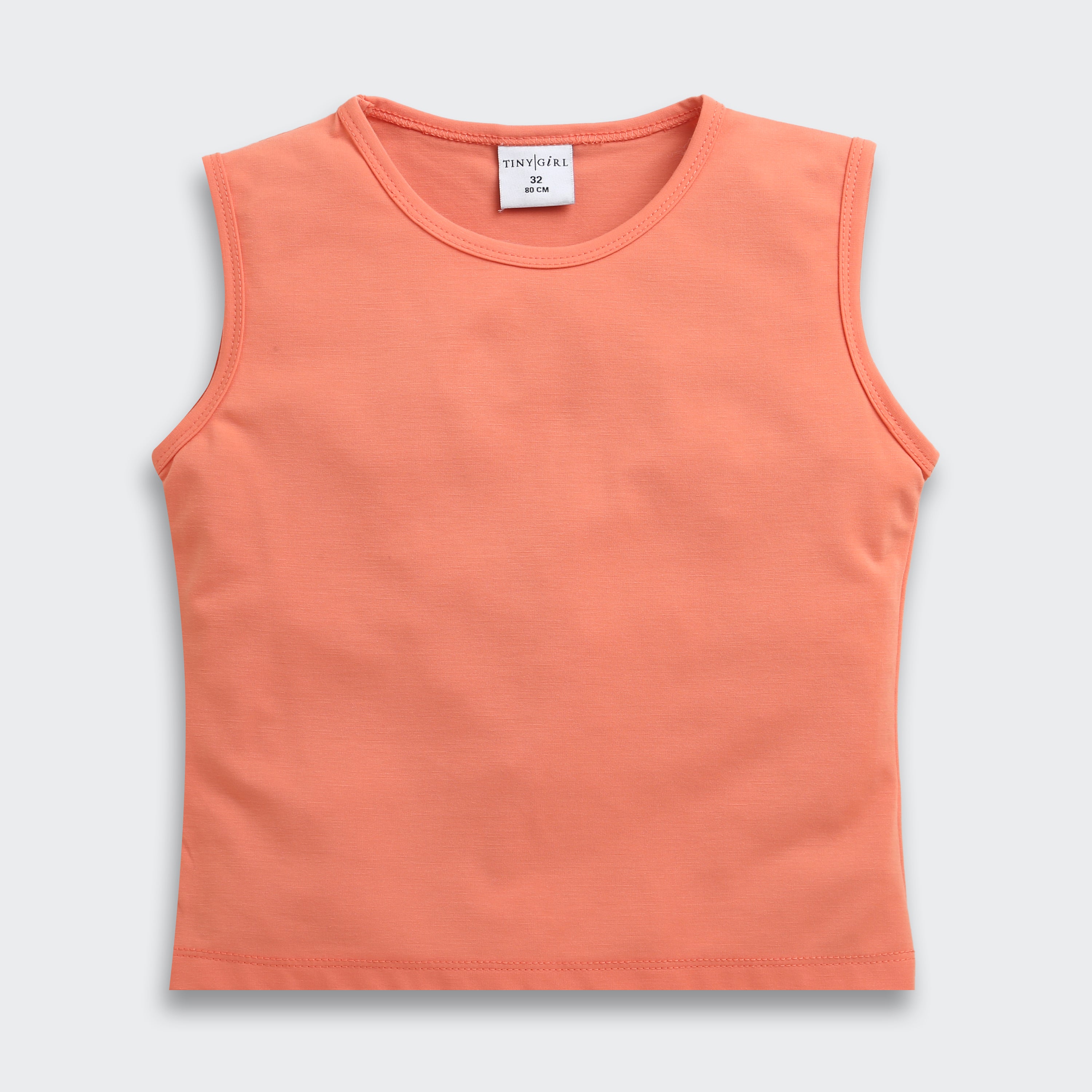 TinyGirl Peach Organza Floral Bow Top for Girls