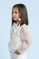 White Organza Floral Bow Top TG6530
