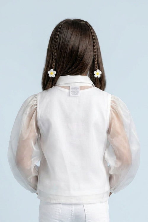 White Organza Floral Bow Top TG6530