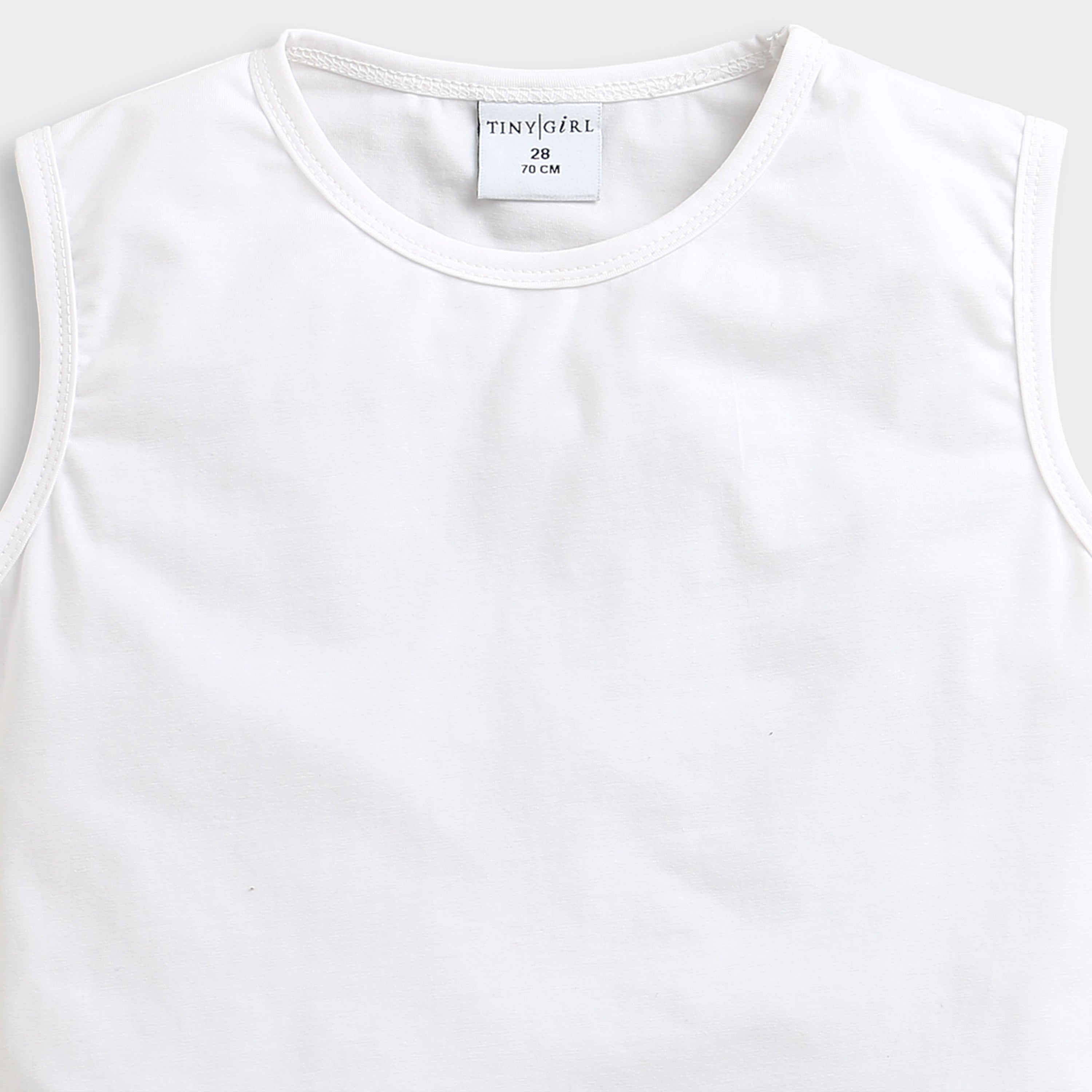 TinyGirl White Organza Floral Bow Top for Girls