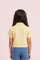 Girls Lemon Yellow Button-Front Crop Shirt TG6577