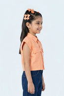 Peach Crop Shirt With Pockets TG6605