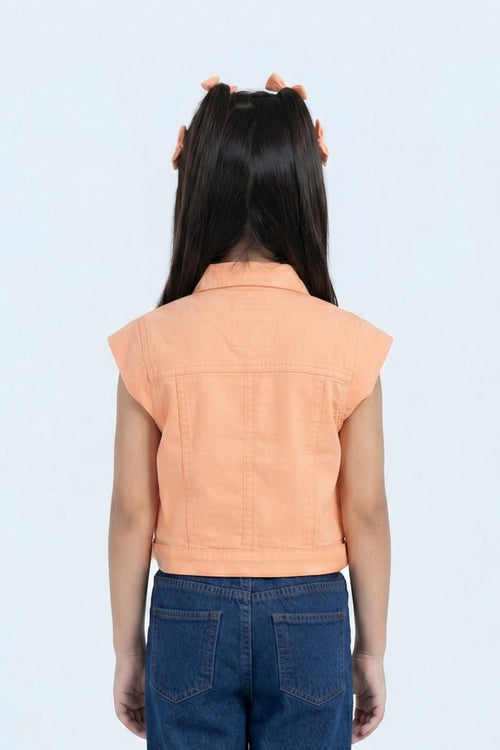 Peach Crop Shirt With Pockets TG6605