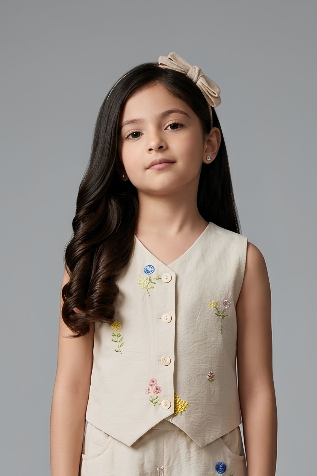 Floral Embroidered Sleeveless Waistcoat Top TG6657