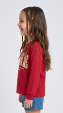 Hot Pink Varsity Graphic Full Sleeves T-Shirt TG6699